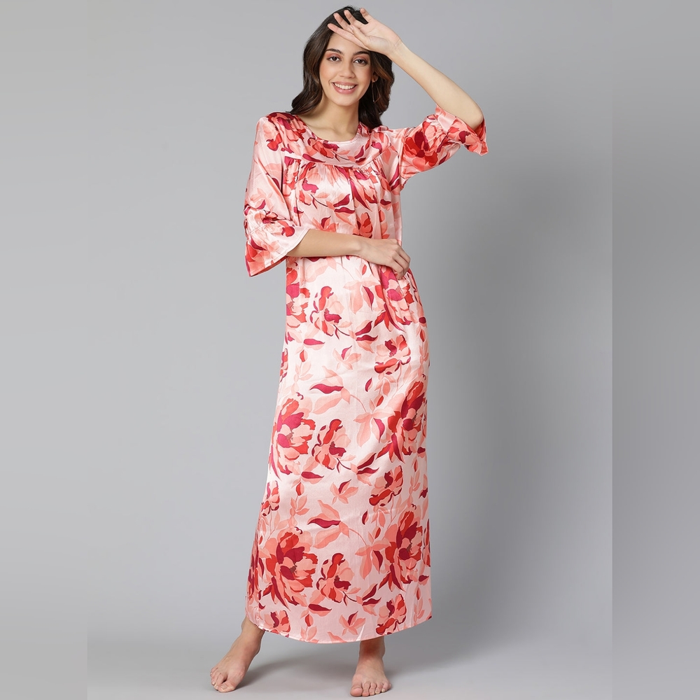 Daniela: Floral Pink Nightgown - Picture 3 of 3